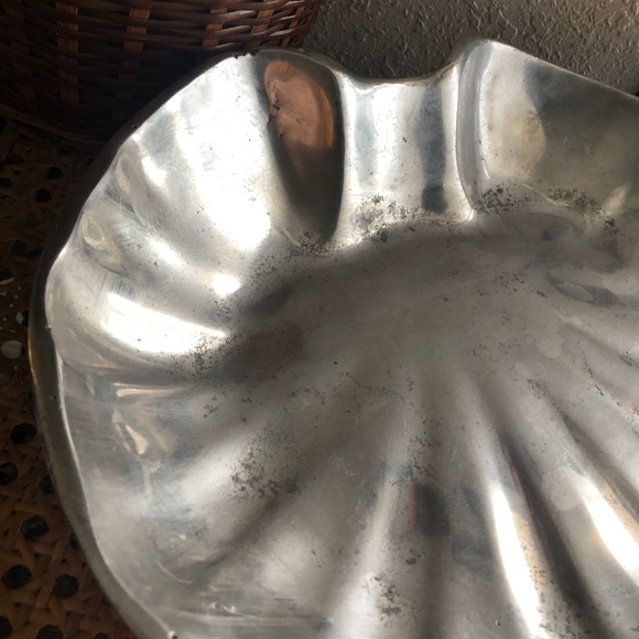 Pewter Metal Clamshell/Seashell Serving Bowl Made in Mexico Vintage - Picture 11 of 12